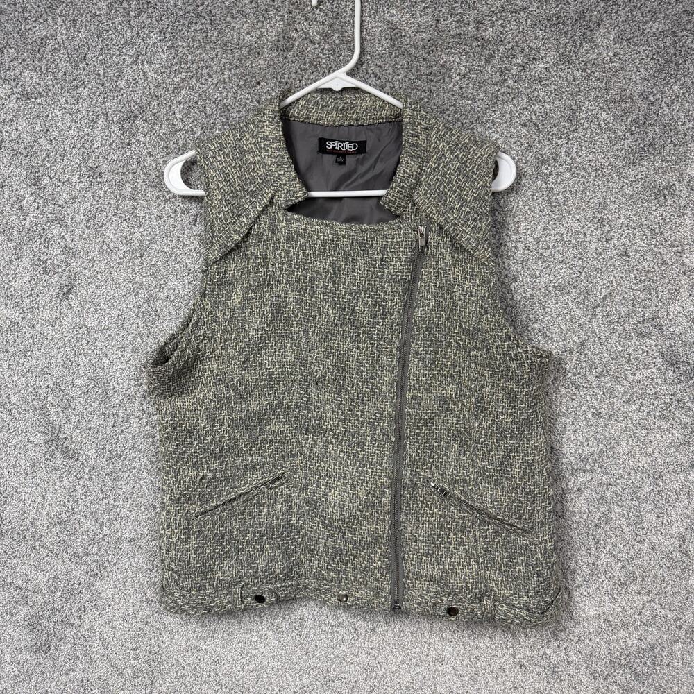 Spirited Randolph Duke Vest L Tweed Dark Academia Edgy Biker Moto Streetwear Y2K